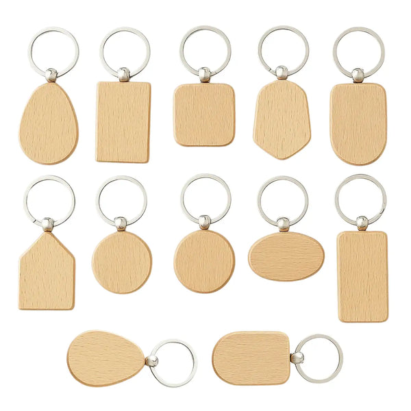 Lot de 12 porte-clés en bois à graver